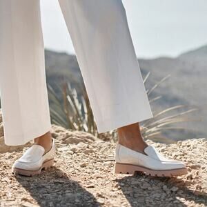 Vionic Sz 6 Cream Nappa Leather Kensley Slip On Loafers Lug Sole Comfort BR29-12